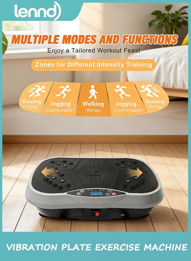 لينند آلة تمارين لوحة الاهتزاز ، 6 أوضاع التمرين ومنصة الاهتزاز 120 مستوى لفقدان الوزن / الصرف الليمفاوي ، 400 رطل قدرة مجلس الاهتزاز مع فرق المقاومة لتمرين الجسم الكامل - Image 5